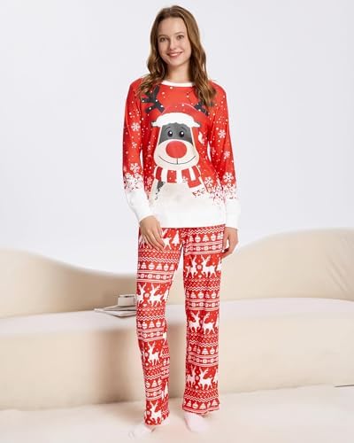 XPUDAC Christmas Matching Dog and Owner Pajamas for Women Sleepwear, Large - Image 5