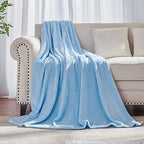 Light Blue Fleece Plush Throw Blanket 60"x80"for Couch Fuzzy Cozy Flannel by JIAHANNHA
