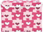 Bolaz Heart Shaped Love Puzzle Storage Bins with Lids and Handles, Foldable Storage Box Storage Basket with Cover Collapsible Organizer Containers for Home Closet, Shelves - Image 2