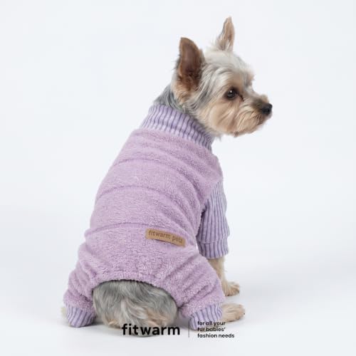 Fitwarm Spliced Dog Flecce Pajamas, Fuzzy Winter Clothes for Small Dogs Boy, Girl, Cozy Pet Coat, Purple, XL - Image 2