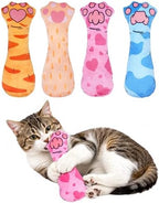 PET SHOW 4 Pack Cat Kicker Toys with Catnip Crinkle Sound Cat Toy Random Assorsted Stuffed Plush Kittens Paw Shape Natural Interactive Toys for Indoor Cats by PETSHOW