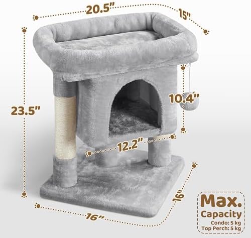 Yaheetech 23.5in Small Low-Profile Cat Tree Condo with Scratching Posts - Image 3