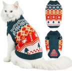 DENTRUN Winter Cat Knit Sweater, Red-Green Warm Clothes for Kitten Outfit by DENTRUN