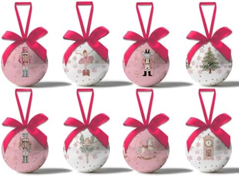Nutcracker Christmas Decor - Nutcracker Ornaments Hanging Balls Pink and White Christmas Tree Decorations, Cute Decorations Ball 2.36 Inch for Xmas Tree Party Home Holiday，Xmas Gifts Set of 16Pcs by GPGHEFlags