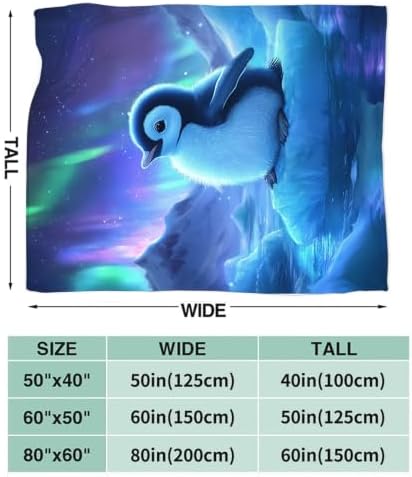 Cute Penguin Blanket Aurora Starry Night Throw Stuff Gifts 50"x40" - Image 2