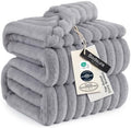 Bedsure Soft Queen Size Blanket for Bed Light Grey "90"x90" by BEDSURE