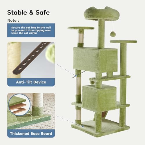 54 in Cat Tree Tower with Natural Sisal Scratching Post - Image 6