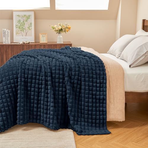 BEDELITE Navy Blue Fleece King Size Throw Blankets for Bed, 108x90 Inch - Image 2