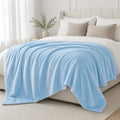 Light Blue Fleece Plush Throw Blanket 90"x90"for Couch Fuzzy Cozy Flannel by JIAHANNHA