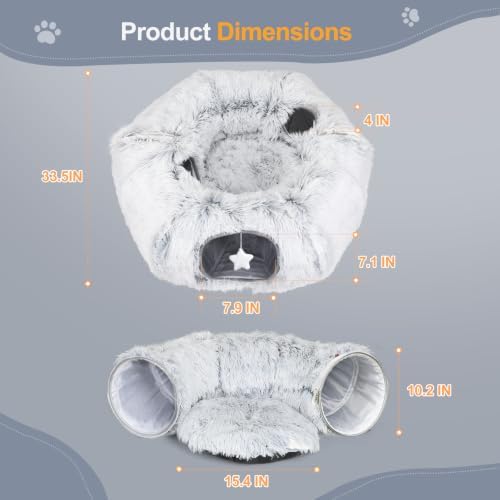 Cat Tunnel Bed for Indoor Cats, Zipper-Style Warm Soft Cat Donut Tunnel Toy - Image 3