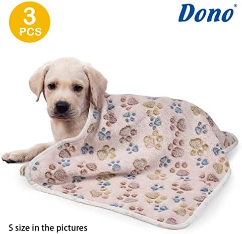 Dono 1 Pack 3 Dog Blankets, Soft Fluffy Fleece Pet Blanket Warm Sleep Mat Paw Print Design Puppy Kitten Throw Blankets Doggy Blanket for Dogs - Image 2