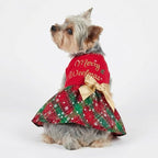 Fitwarm Merry Woofmas 100% Cotton Dog Christmas Outfits Girl Dog Holiday Dress Lightweight Doggie Costume Puppy Clothes Pet Apparel with Bowknot Cat Clothing Red Large - Image 2