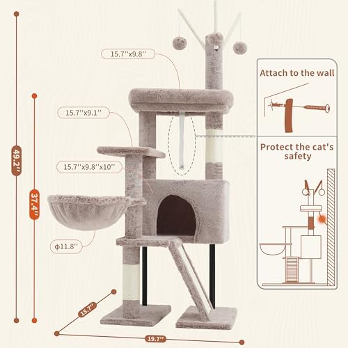 Gitelsnour Cat Tree Tower for Indoor Cat, Top Platform with Toy, GCT006SMU - Image 7