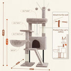 Gitelsnour Cat Tree Tower for Indoor Cat, Top Platform with Toy, GCT006SMU - Image 7