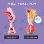 Haute Diggity Kitty Era Tour Guitar + Football Set, Soft Plush Cat Toys - Image 4
