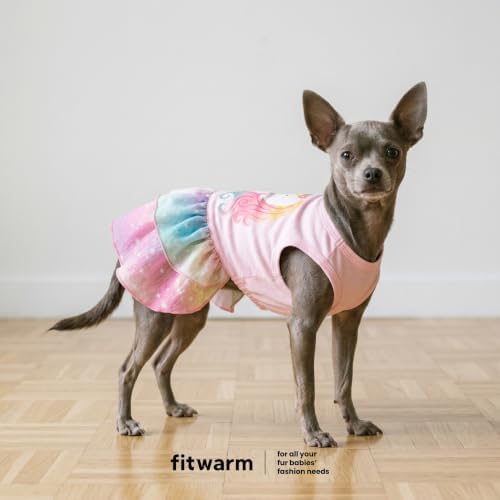 Fitwarm Rainbow Unicorn Dog Tutu Dress, Summer Clothes for Small Dogs Girl, Pet Birthday Outfit, Pink, Medium - Image 4