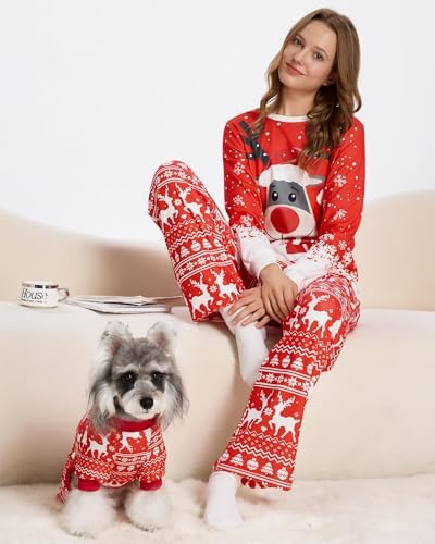 XPUDAC Christmas Matching Dog and Owner Pajamas for Women Sleepwear, 3XL by XPUDAC