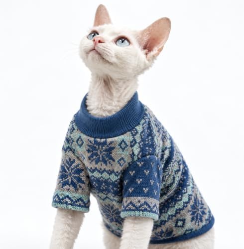 Cat Festive Sweater Pullover, Soft Warm Christmas Clothes (Blue, 3XL) - Image 6