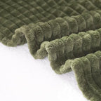 Puncuntex Fleece Throw Blanket Olive Green 50"×70" with Square Grid Design - Image 3