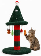 Cat Scratching Post with 4 Hanging Plush Toy - Christmas Tree Alternative Give Your Cat a Toy and Scratching Post in One with This Ultimate Tree 30 * 15 Inch Red Green by MAKEPETLUCKY-WelcometoCatTunnelClub