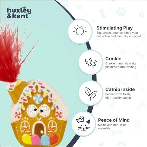 Huxley & Kent Plush Cat Toy - Holiday Christmas Interactive Catnip Toy for Cats & Kittens - Soft with Crinkle & Catnip - Fun Indoor Play - G-House - Image 4