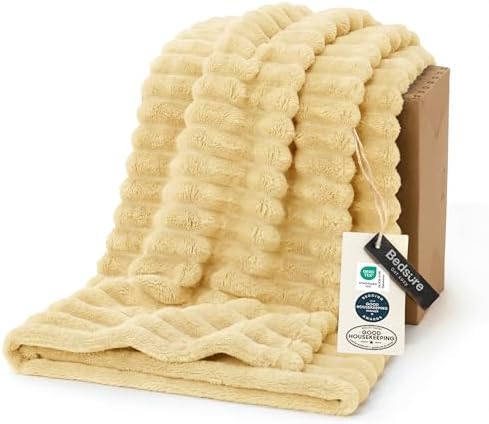 Bedsure Soft Twin Blanket for Bed Decor Gifts Custard Yellow 60"x80" by BEDSURE