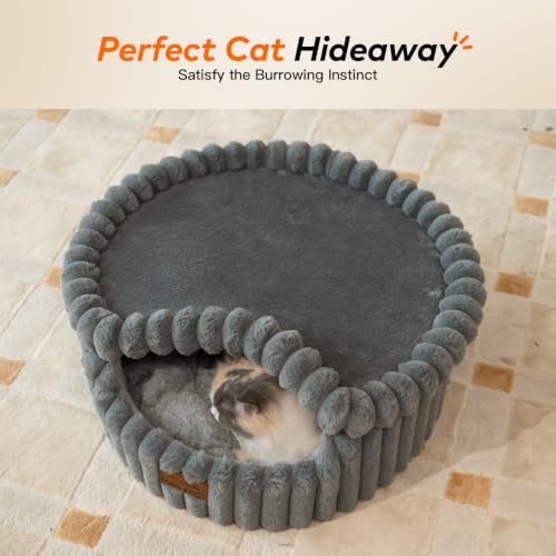 CHEERPALS Cloud Cat Cave Bed for Indoor Cats Hooded Bed with Zipper((Grey) - Image 2
