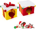 PETSITE Christmas-Themed Gift Box-Shaped Cat House, Stackable 2-Piece Indoor Cat Caves for Kittens, Colorful 2-Story Cat Hideaway Cat Bed for Indoor Cats by PETSITE