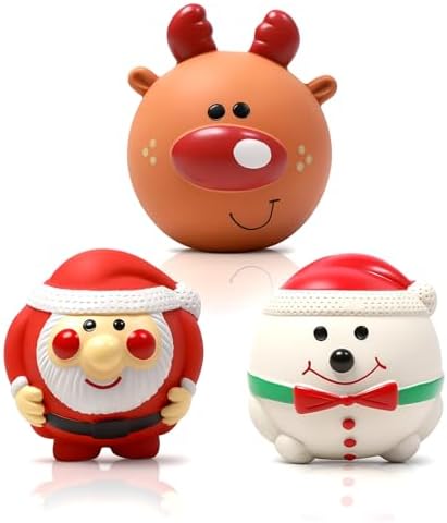 SCHITEC 3 Pack Small Christmas Dog Toys, Latex Squeaky Dog Chew Toy, Interactive Pet Toys for Puppy Small Medium Dogs, Funny Santa, Reindeer, Snowman for Xmas Gift by SCHITEC