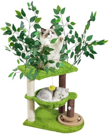 Woochpet 33.5-Inch Cat Tree with Leaves for Indoor Cats by WOOCHPET