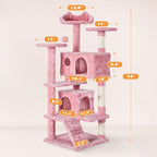 Yaheetech 54in Cat Tree Tower, 2 Caves, Kitten-Ear Perch & Scratching Posts - Image 3