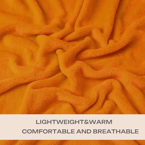Burnt Orange Fleece Plush Throw Blanket 50"x60"for Couch Fuzzy Cozy Flannel - Image 2