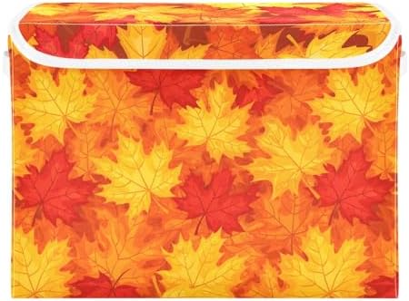 Bolaz Storage Bins with Lids and Handles, Fall Maple Leaves in Autumn Storage Box Storage Basket with Cover Collapsible Organizer Containers for Home Closet, Shelves - Image 2