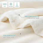 COZY KISS Soft Faux Fur Throw Blanket for Bed, Twin Size, 60x80 inch Cream - Image 3