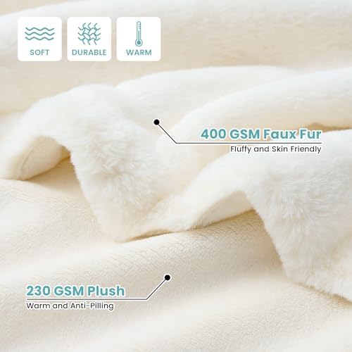 COZY KISS Waterproof Pet Blanket for Large Dog & Cat, 30x40 inch Cream - Image 3