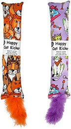 Jumpaws 2 Pack Natural Interactive Catnip Cat Kicker with Feathers, Bite Resistant Chew Toy, Crinkle Kicker, Accessories for Indoor Cat by Jumpaws