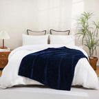 Navy Blue Fleece Throw Blanket 50”×60” for Couch Sofa Livingroom - Image 3