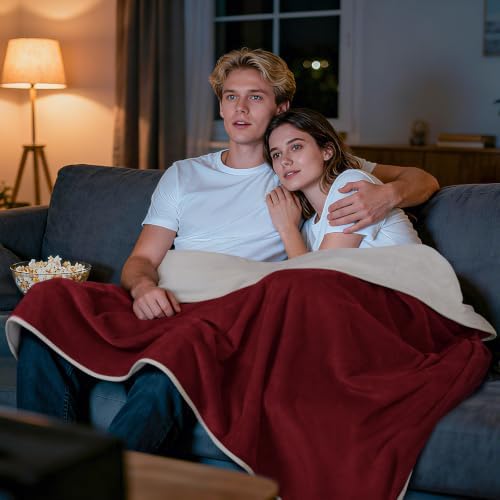 LOOBANI King Size Waterproof Blanket, Oversized Bed Cover, 85"x108", Red - Image 6