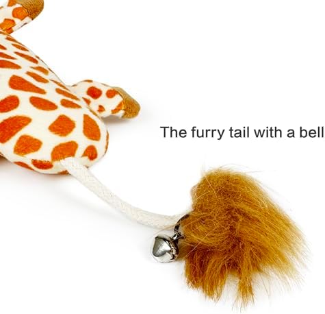 TTcat Large 11.42 Inch Giraffe Silvervine Cat Kick Toy, Crinkle Plush Cat Chew Pillow Toy with Bell Tail, Interactive Kitten Teething Stuffed Toy for Biting, Wrestling & Playing. - Image 4