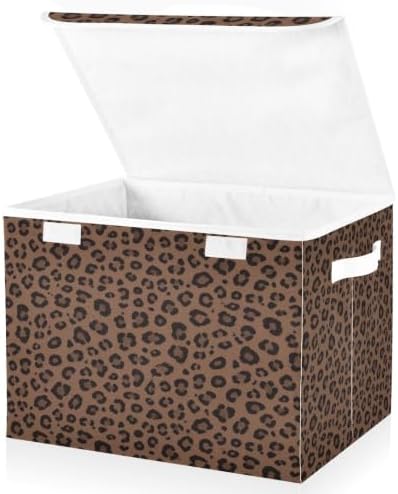 Bolaz Leopard Print Animal Pattern Storage Bins with Lids and Handles, Storage Box Basket with Cover Collapsible Organizer Containers for Home Closet, Shelves by Unknown