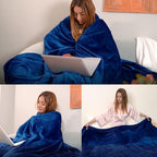 Classic Blue Fleece Plush Throw Blanket 60"x80"for Couch Fuzzy Cozy Flannel - Image 2