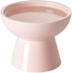 LoeJan Elevated Cat Food and Water Bowls Set, Pink - Raised Ceramic Anti-Vomit Whisker-Free Feeder for Kittens to Adult Cats