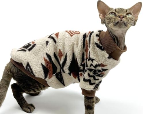 Cat Festive Sweater Pullover, Soft Warm Christmas Clothes (Brown, S) by Urnat