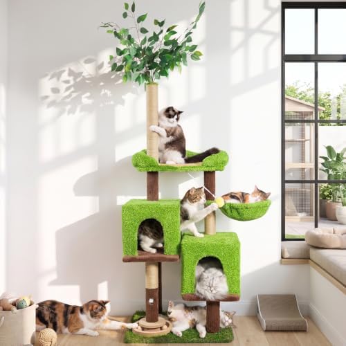 WOOCHPET Large Cat Tree with Condos and Hammock Tall Cat Tower - Image 2