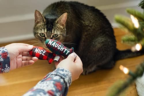 Pearhead Naughty Or Nice Christmas Cat Toy Set, Holiday Pet Owner Gift, Christmas Must Have Toy Set, Cat Teaser Toy, with Catnip Pouch, Set of 2 - Image 6