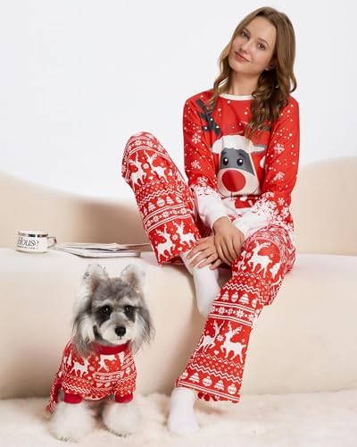 XPUDAC Christmas Matching Dog and Owner Pajamas for Women Sleepwear, XSmall - Image 2
