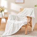 BEDELITE 3D Checked White Fleece Throw Blanket for Couch, 50x60 Inches by BEDELITE