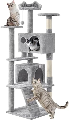 Yaheetech 62in Cat Tree Tower, Double Condo, Multi Platforms, Scratch Posts by Yaheetech