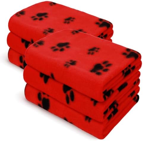 LINENLUX Fleece Dog Blankets 6-Pack, Soft Stretchy for Small Medium Puppy by LINENLUX