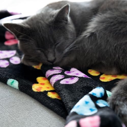 Pet Dog Cat Blanket Ultra Soft Cozy Fleece Paw Print Design Machine Washable Durable for Crates Beds Sofas Travel (Garden of Paws, Medium) - Image 7